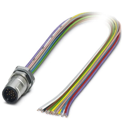 Phoenix Contact M12 Receptacle; SACC-DSI-MS-17CON-M12/0;5 SCO; Male; 17-Pin; 17-Wire; A - Standard Key; Rear Mount; 0.5m Lead Wire
